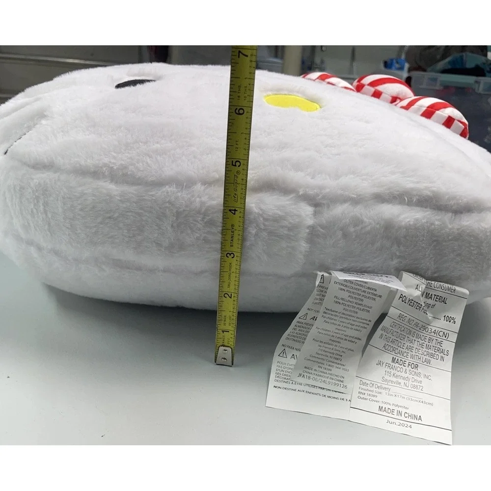 Hello‎ Kitty Pillow Sherpa White Soft Red & White Bow Cat Large New